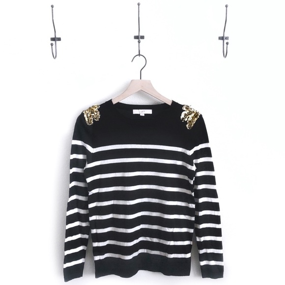 NWOT Sweater with Gold Sequin Shoulder Detail - Picture 4 of 8